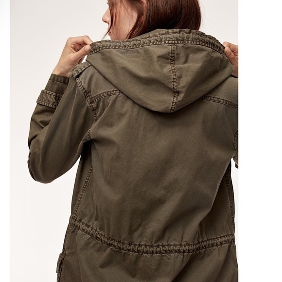 Aritzia Azure Skies Army Green Trooper Utility Hooded Fall Jacket Size S - Picture 10 of 16